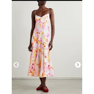 La Ligne Luca Printed Silk Midi Dress Size: S